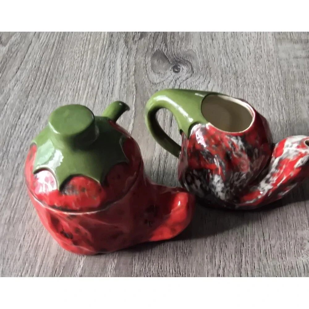 Vintage Set Of Chili Pepper Creamer & Sugar Bowl/ Salsa Southwest Decor Rare